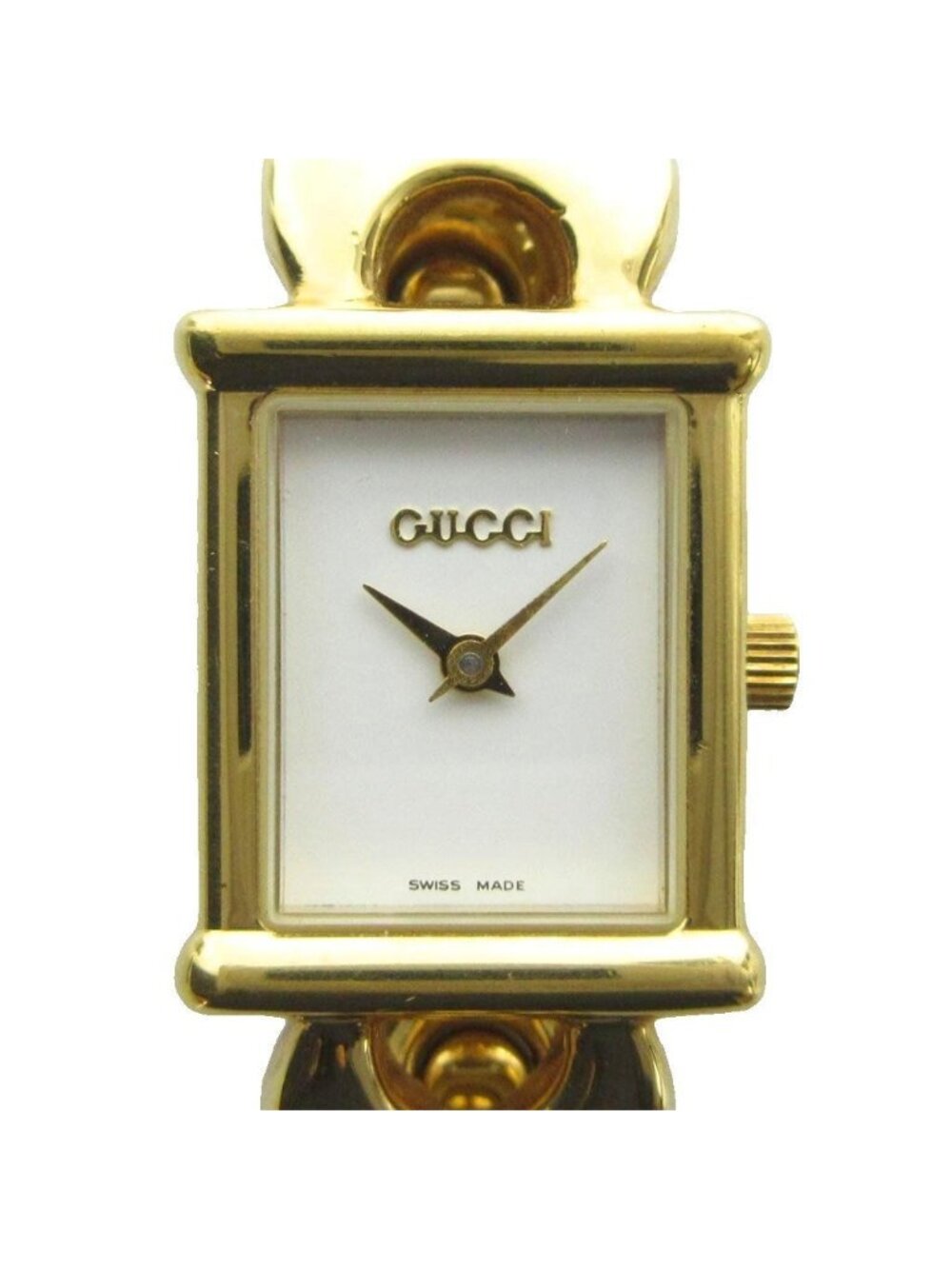 Gucci Watch Quartz Square White Dial Logo Gold